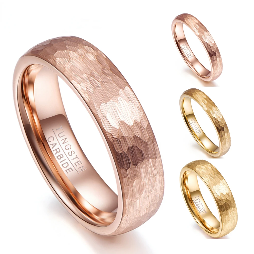 

4mm 6mm Tungsten Steel Rings Classic Rose Gold Geometric Men Women Ring Jewelry Couple Gift