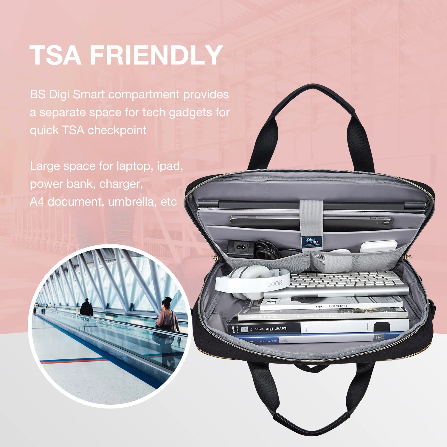 Bolsa do Portátil Bagsmart Expansível Maleta Computador Bolsa para Mulheres dos Homens Bolsa de Ombro Portátil Bolsa de Trabalho Negócios Viagem Escritório Lockable - Imagem 3