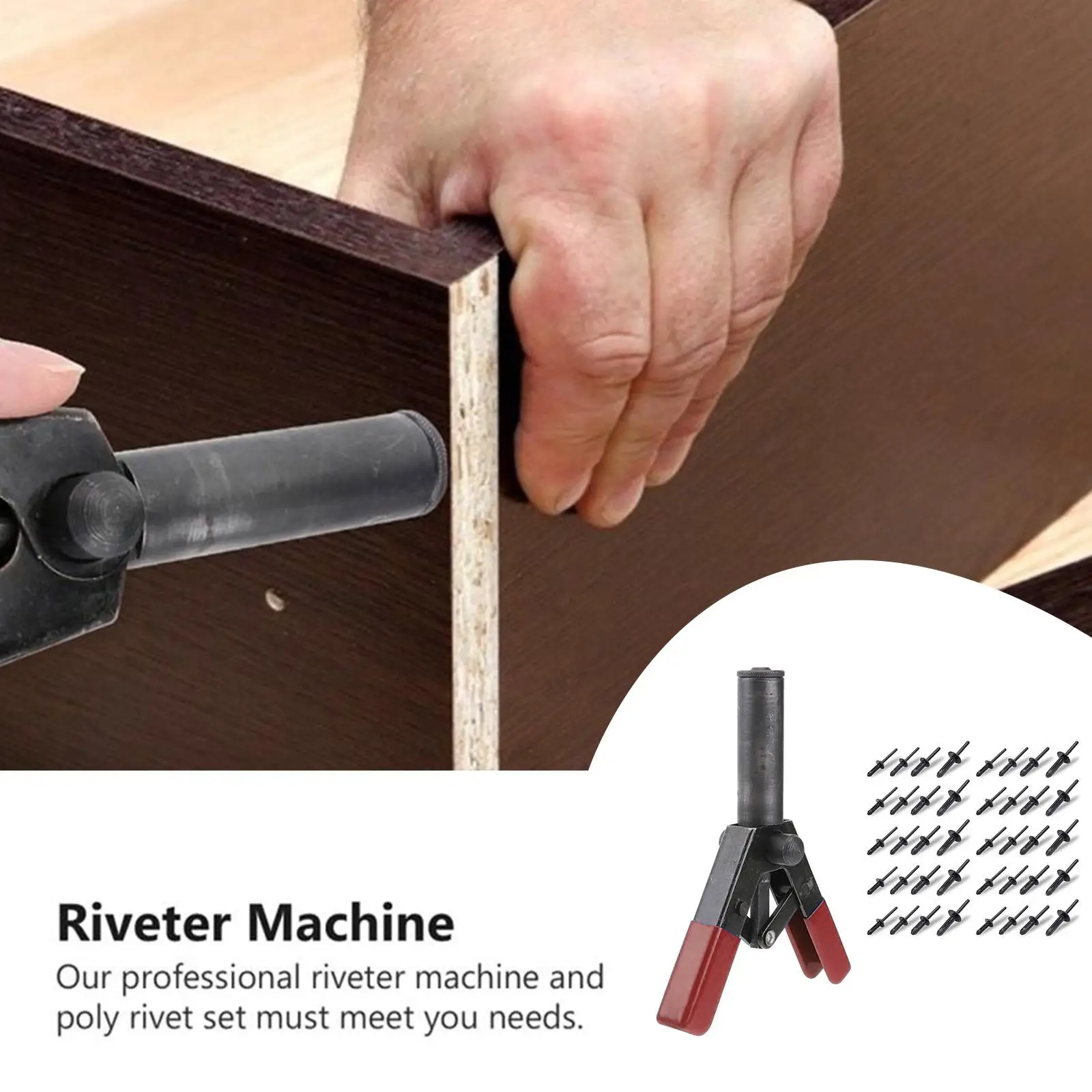Plastic Rivet Gun 6.3 Inch Poly Hand Riveter Kit for Fastening Door Panels Automotive Trim Blind Rivet Gun 40pcs POM Rivets