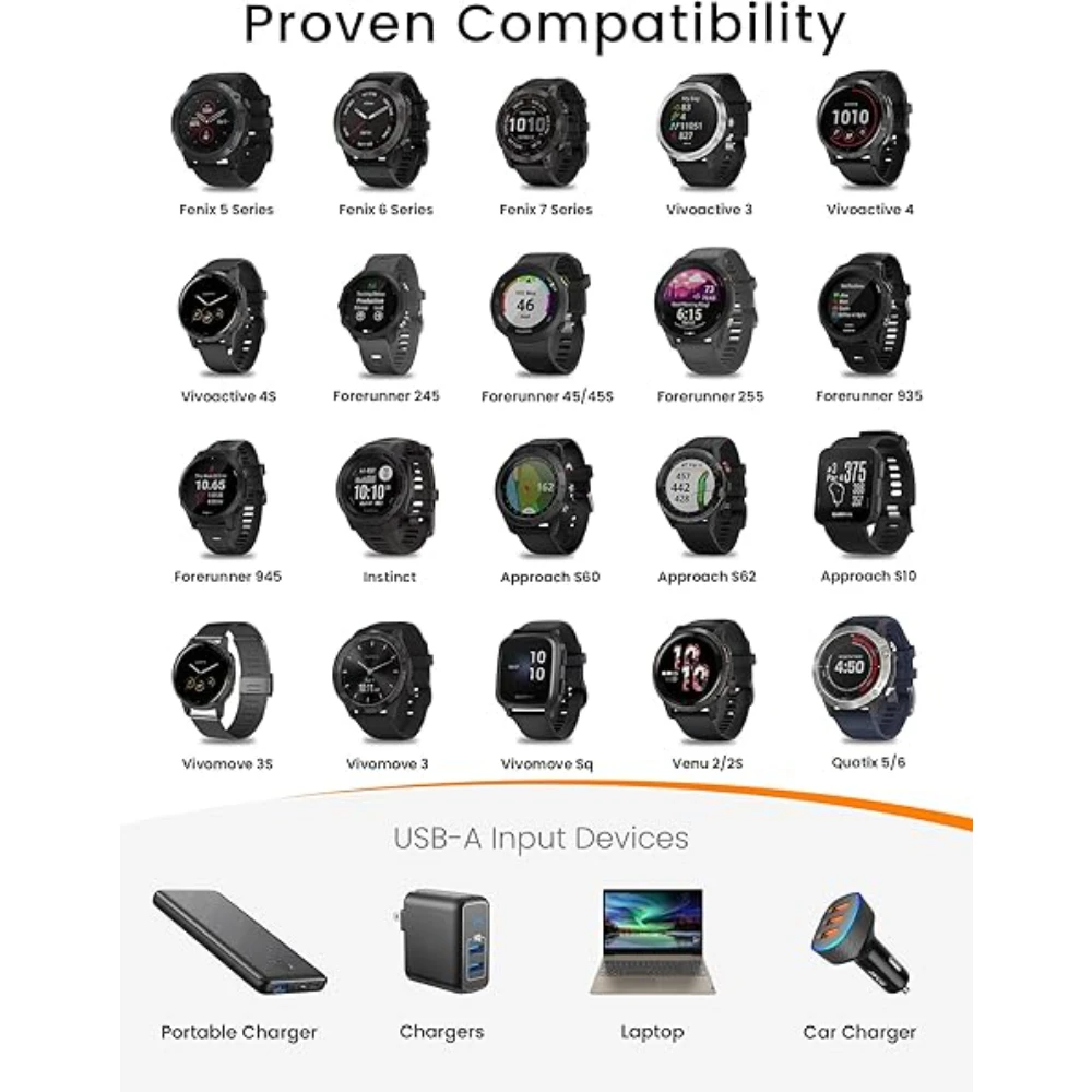 Universal Charging Cable for Garmin Approach Smartwatches