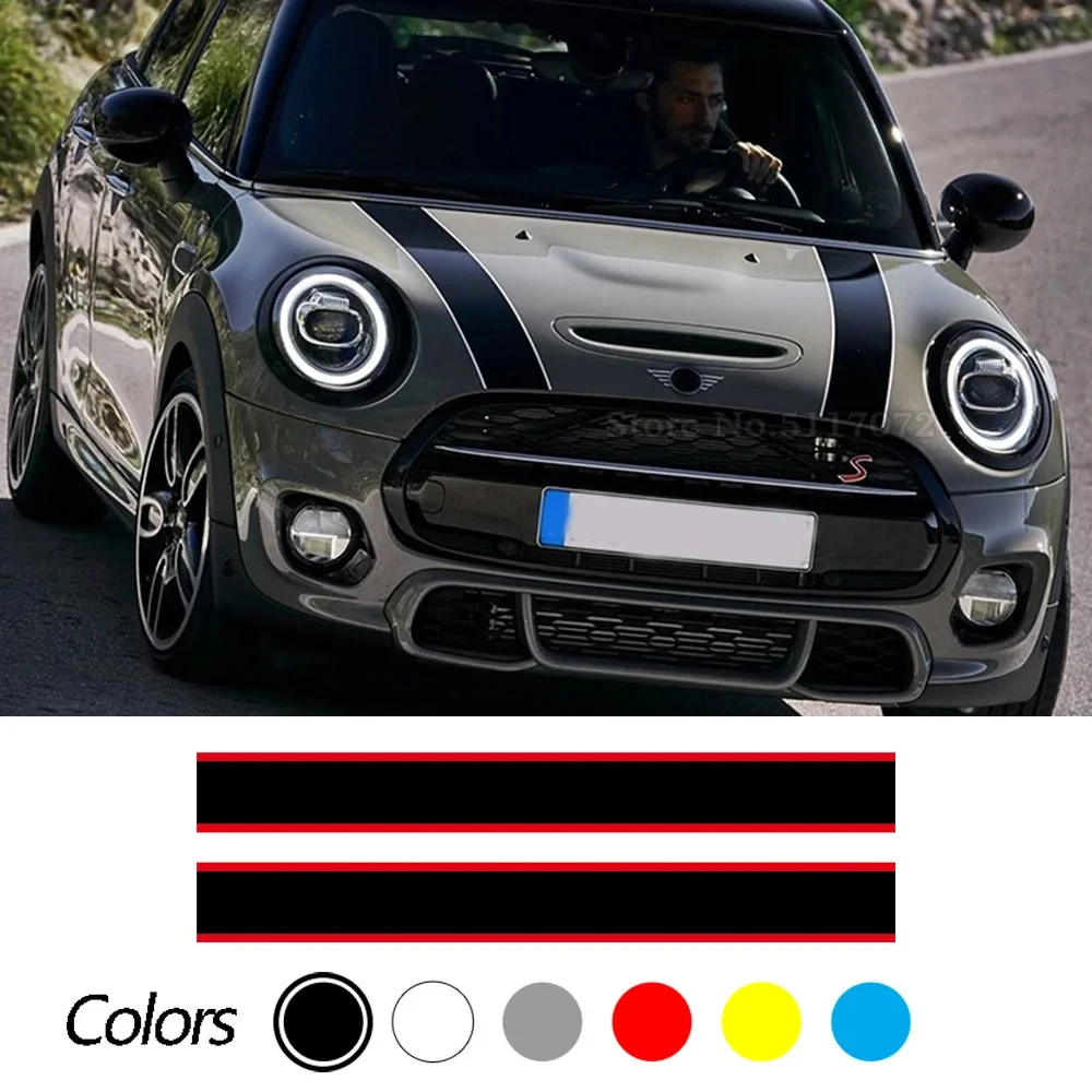 

2 Pcs Bonnet Stripes Sticker Car Hood Trunk Engine Cover Vinyl Decal For MINI Cooper F55 F56 F57 R56 R57 R50 R52 R53 Hatch JCW