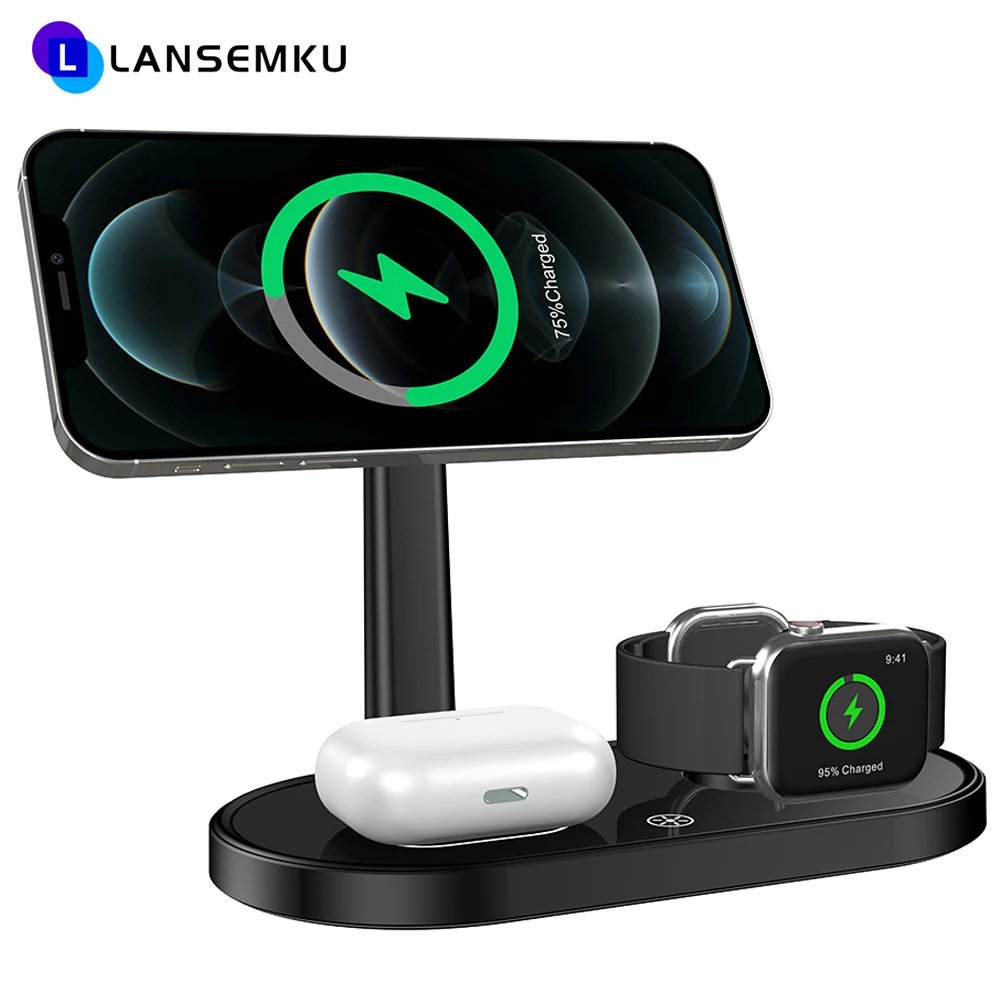 

Qi Magnetic 3 In 1 Wireless Charger For Iphone 13 12 11 Pro Max Mini Airpods Magnetic Charging Station Chargers Stand