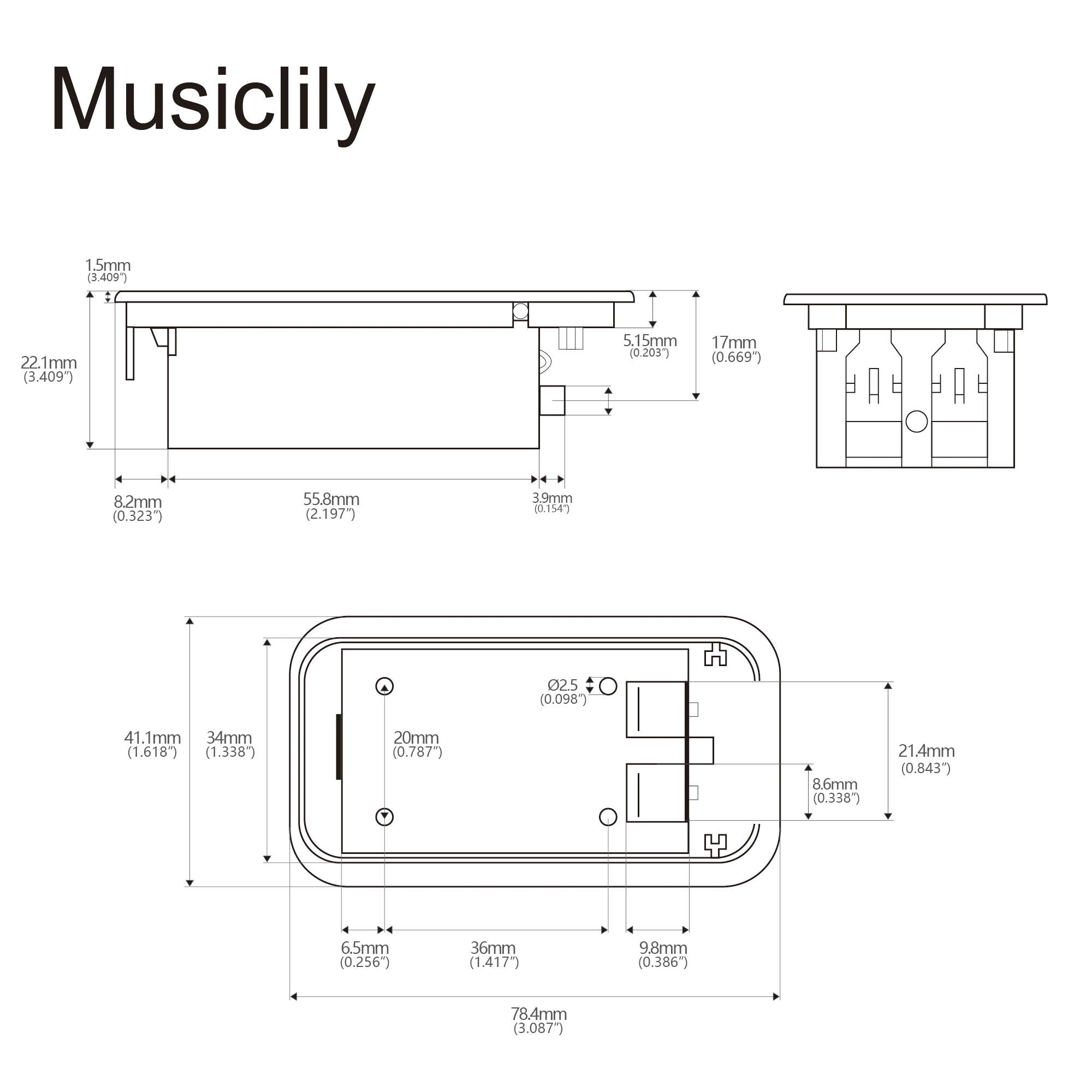 Musiclily Pro 9-Volt-Batteriekasten-Gehäusehalterfach für Aktivgitarrenbass, Schwarz – Detail 6