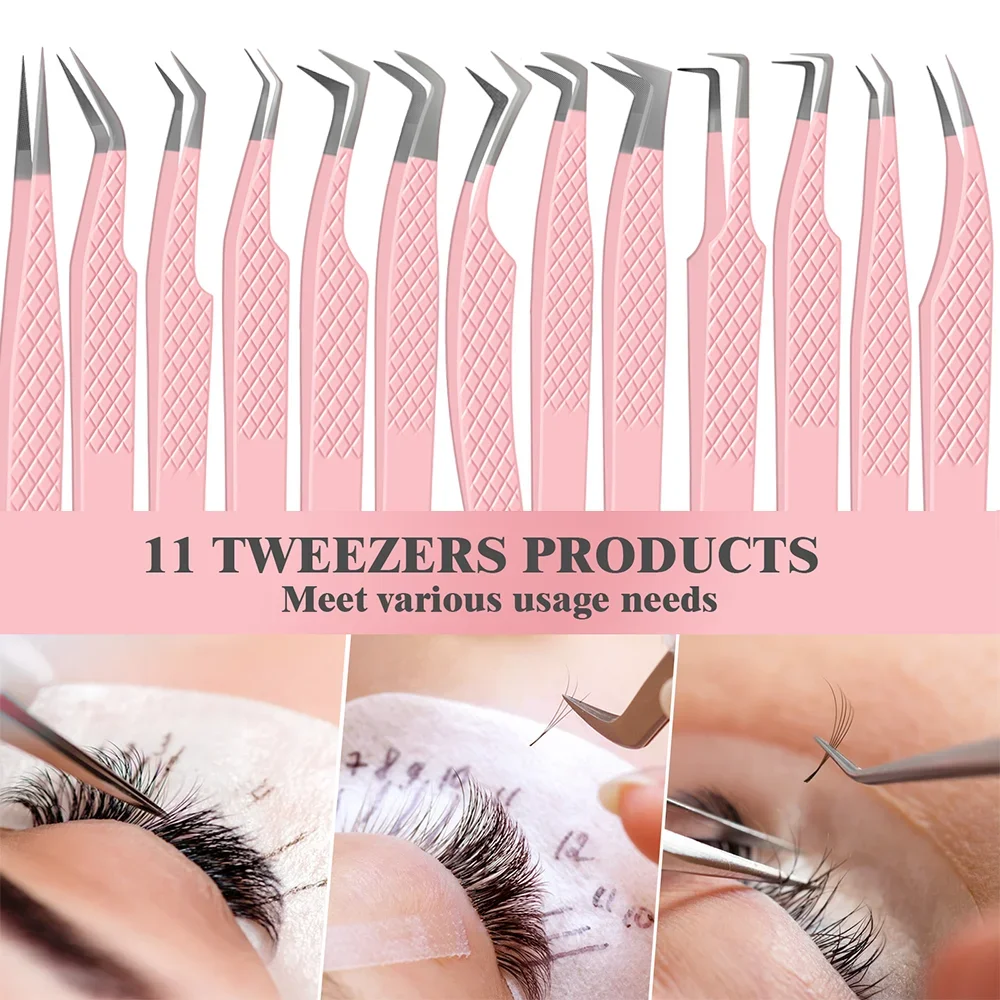MAYOOC Eyelash Tweezers With Fiber Tips Stainless Steel High Precision Tweezer Volume Fans lash Tweezer Makeup Tools Custom Logo 6