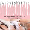 MAYOOC Eyelash Tweezers With Fiber Tips Stainless Steel High Precision Tweezer Volume Fans lash Tweezer Makeup Tools Custom Logo 6