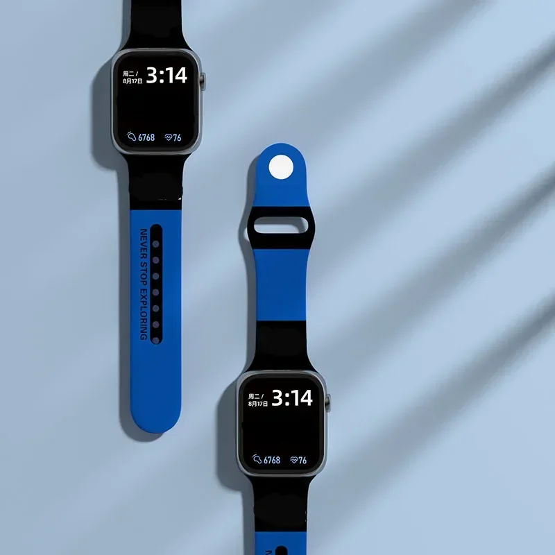 애플 워치 밴드용 실리콘 스트랩, 럭셔리 브랜드 디자인, 49mm, 45mm, 44mm, 42mm, 41mm, 40mm, 38mm, iwatch 시리즈 3, 4, 6, 7, 8 SE 울트라