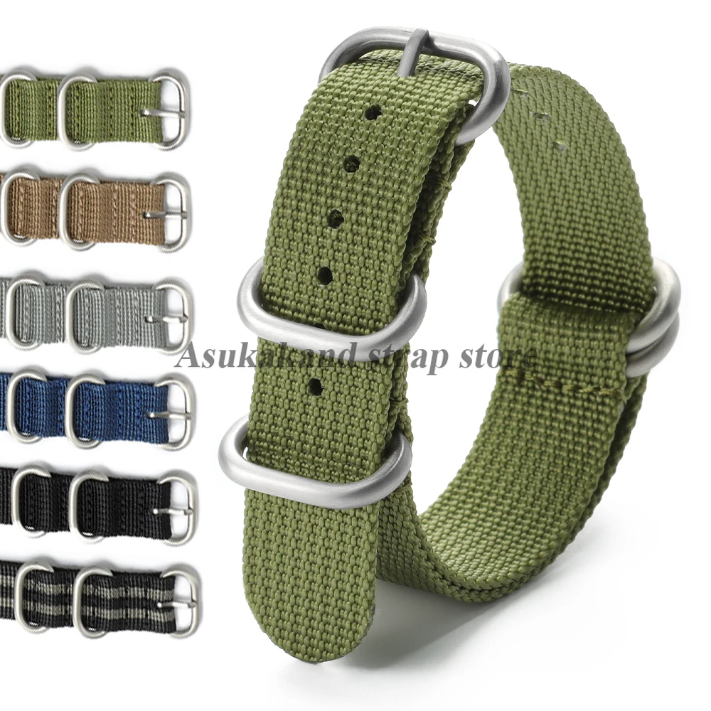 Ribbed Nylon Watch Band - Soft & Comfortable Straps in Black & Green