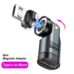Enhanced Magnetic 9 - Pin OTG Adapter - Type C to Micro/iOS Male Converter with 240W Fast Charging Capability (9pin Adapter micro)