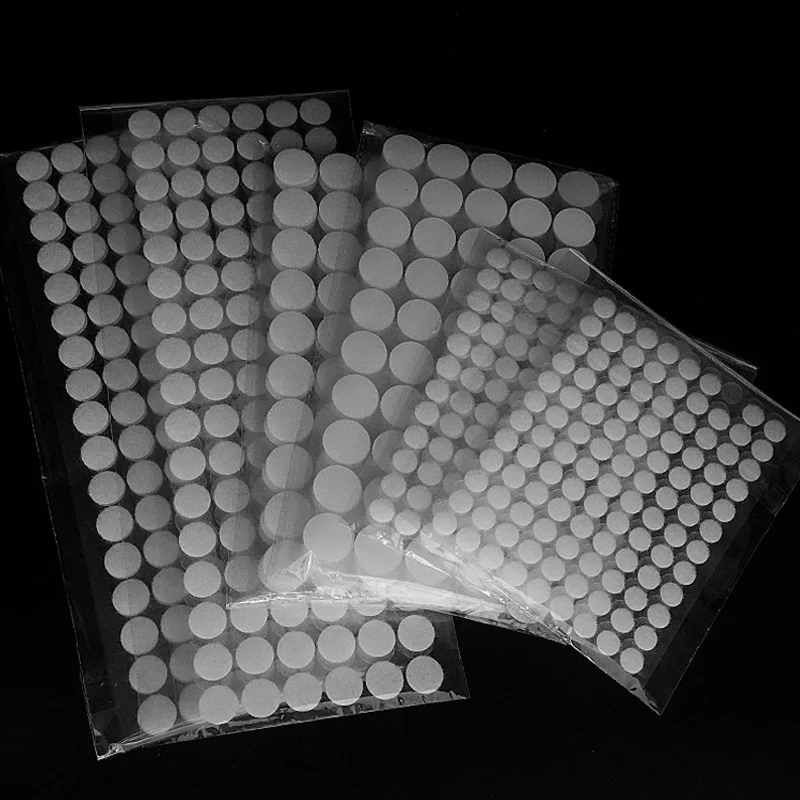 400/1000pairs 10/15/20mm Transparent Dots Self Adhesive Hook and Loop Fastener Tape Strong Glue Baby Round Coin Tape Sticker