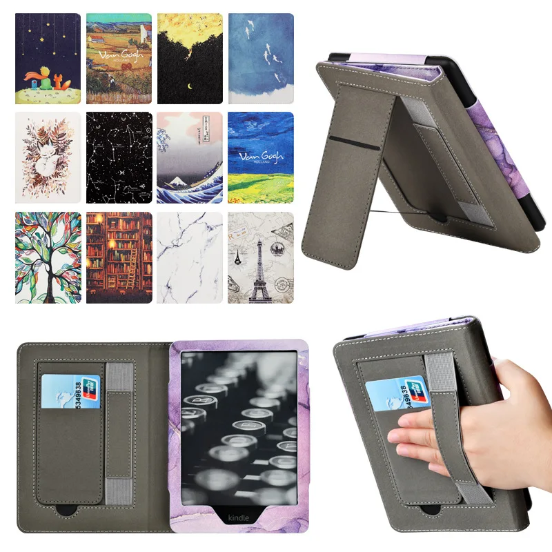 Estojo Colorido com Alça de Mão para Kindle Paperwhite 11 ° Protetor Inteligente Durável pu Capa de Couro com Slot para Cartão