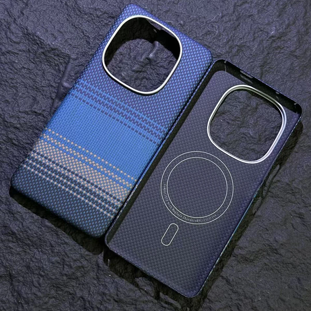 Magnetic Real 600D Aramid Carbon Fiber Phone Case Cover On For