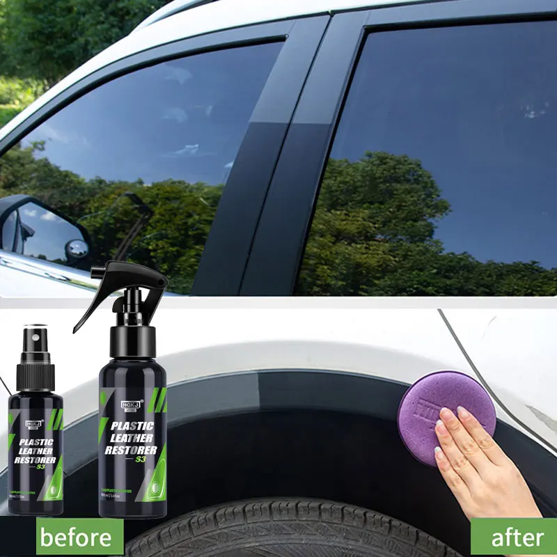 Car Plastic Restorer Polish Leather bumper door Cleaner Spray Back To Black Gloss Hgjk Interior