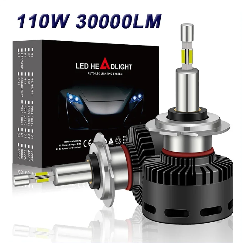 12V 6000K H4 Faro Led Lampadine Canbus Per Veicoli H7 H11 H1 9005 9006 9012 Hir2 Led 110W 30000Lm Auto Led Lampade Fendinebbia