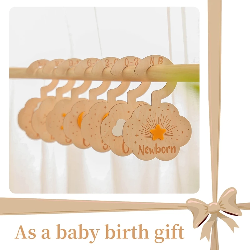 YUXIANLB 7 Divisori Per Armadio In Legno – Organizer Vestiti Neonato 0-24 Mesi – Kit Organizzazione Baby Shower