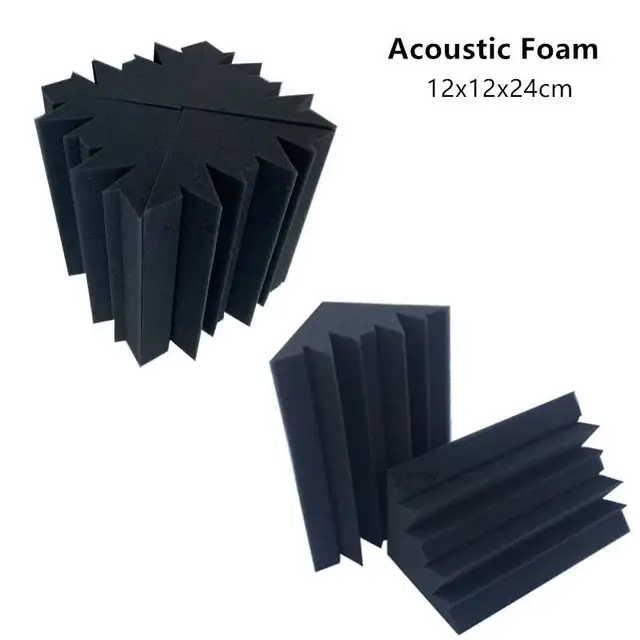 แผ่นซับเสียงเบสแบบติดผนัง สีดำ สำหรับกันเสียง ฉนวนกันเสียง โฟมมุมห้องสตูดิโอ 1