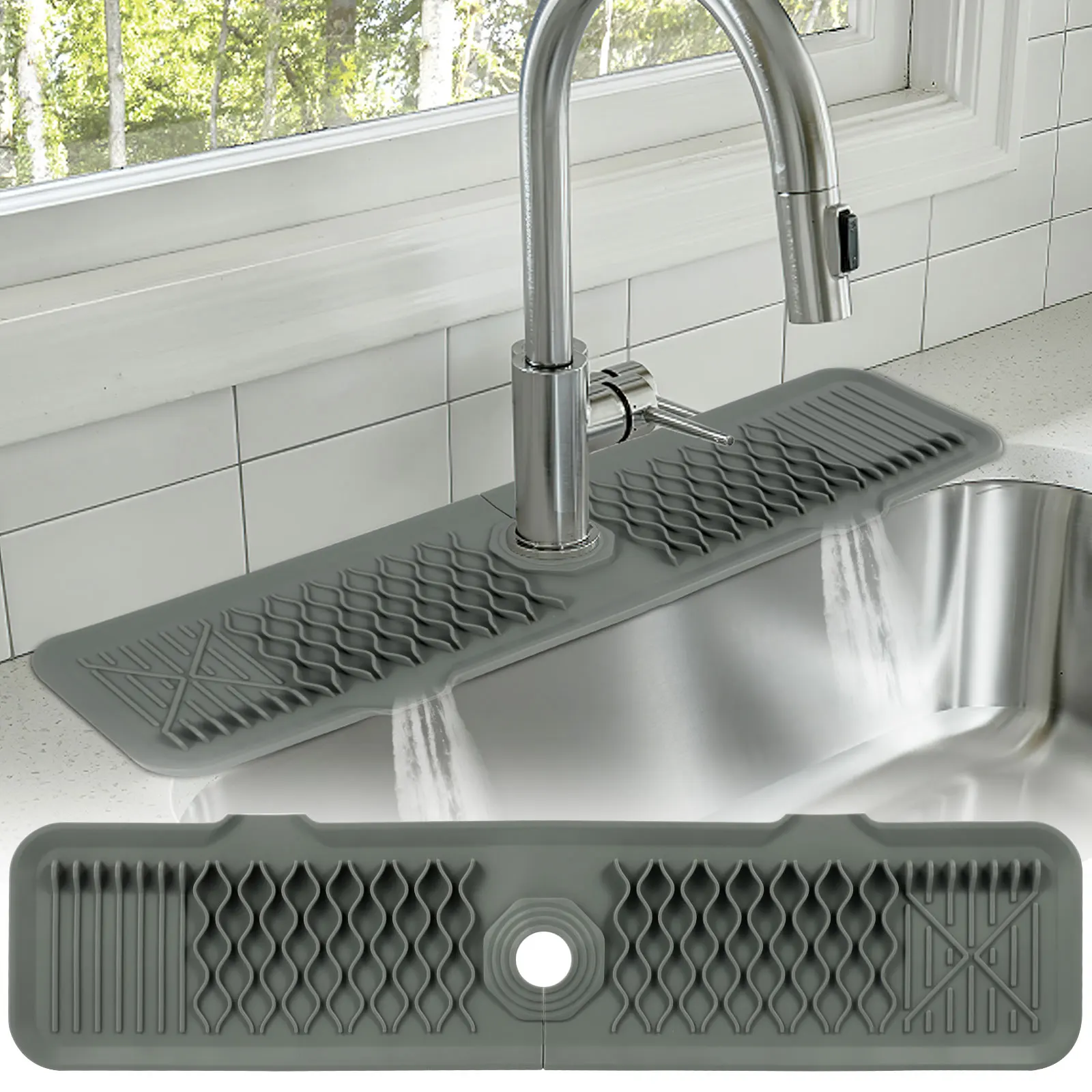 Faucet Mat Kitchen Tools Kitchen Faucet Splash Pad Kitchen Faucet Splash Pad 24&times;5.7inch Silicone Sink Faucet Splash Guard Mat Sponge Drain Rack Countertop Protector Fast Drying