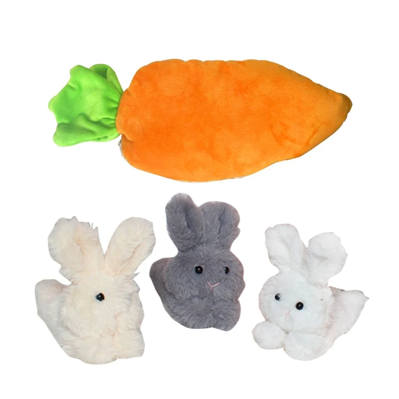 

F19F 4pcs Sleeping for Doll Toy Figure Stuffed Rabbit Interactive Washable Plush for Doll for Baby Girlfriends Birthday Easte