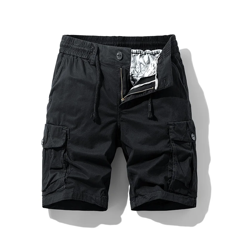 Multi-Color Workwear Shorts Men's Loose Straight Climbing Pants Casual Versatile Multi-Pocket Pants Lace-up Cropped Pants 3