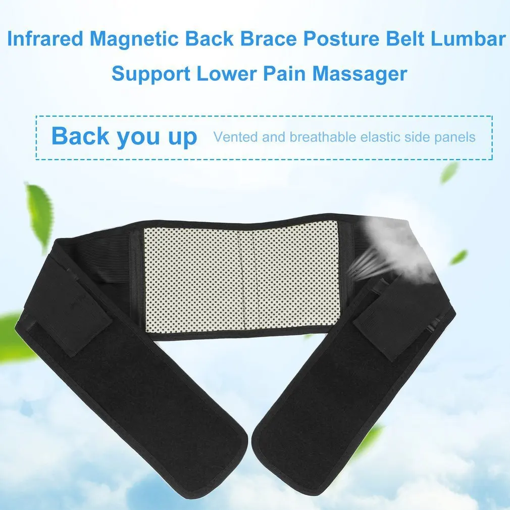

Adjustable Infrared Magnetic Back Brace Posture Belt Lumbar Support Lower Pain Massager Self-heating Therapy Waist Belt