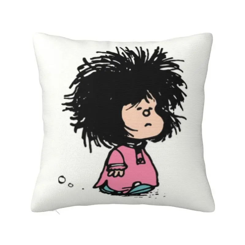 

Humor Manga Mafalda Luxury Throw Pillow Covers Quino Argentina Cartoon Cushion