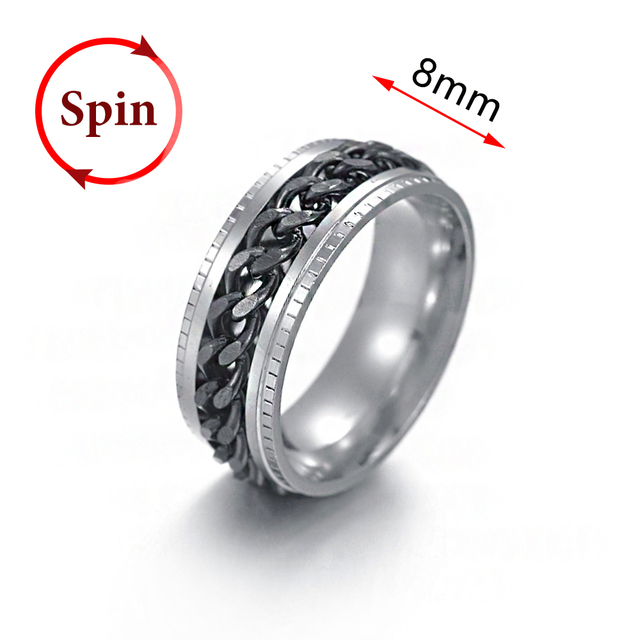 Fidget Spinner Rings For Women Men Spinning Rotating Stainless Steel Pubk Ring Anti Stress Accessories Men's Jewelry