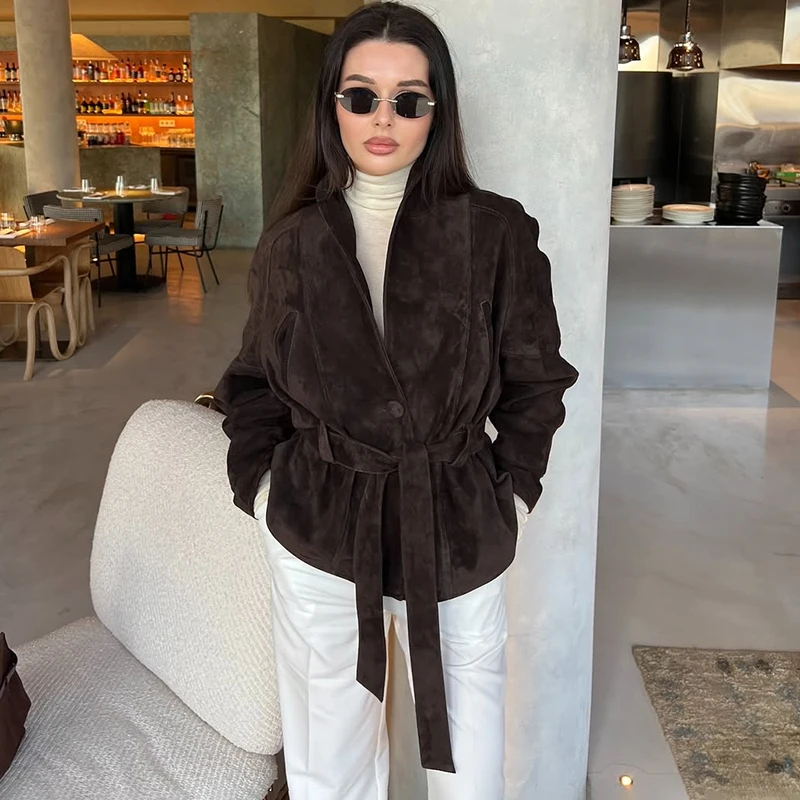 Women’s Retro Suede Lace-Up Jacket 1