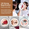 Flexible 10x Magnifying Vanity Mirror with LED Lighted Makeup Mirror Lighting Dressing Makeup Lamp Bottom Sucker 2