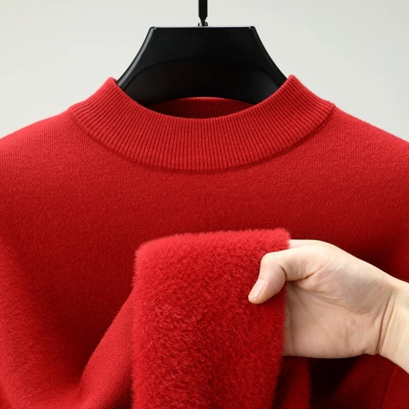 WOBDAEL Men's Crew Neck Wool Sweater Dropshipping Mens Winter Super Warm Pullovers Thermal Wool Black Knitted Sweater Clothing - 3