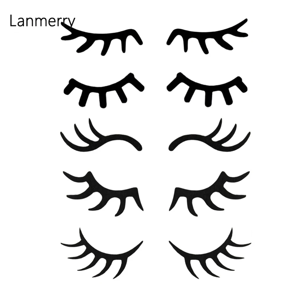 20pcs/lot 55mm Black Felt Unicorn Sleepy Eyes Eyelash For Girls 2022 Unicorn Birthday Party DIY Kids Hair Bow Hair Accessories