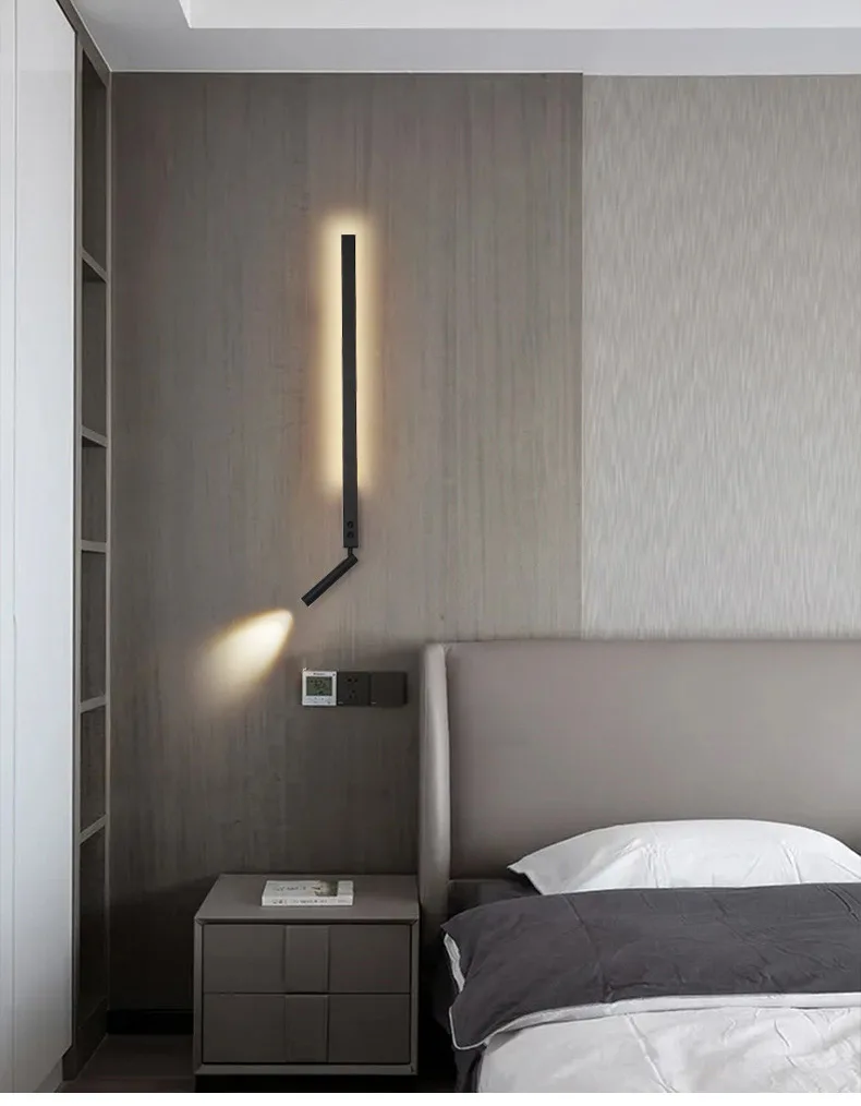 Description Picture 6 of itemModern Simple Led Wall Lamp Bedroom Bedside Lights For Living Room Background Lighting With Spotlight With Switch Sconce Lamps