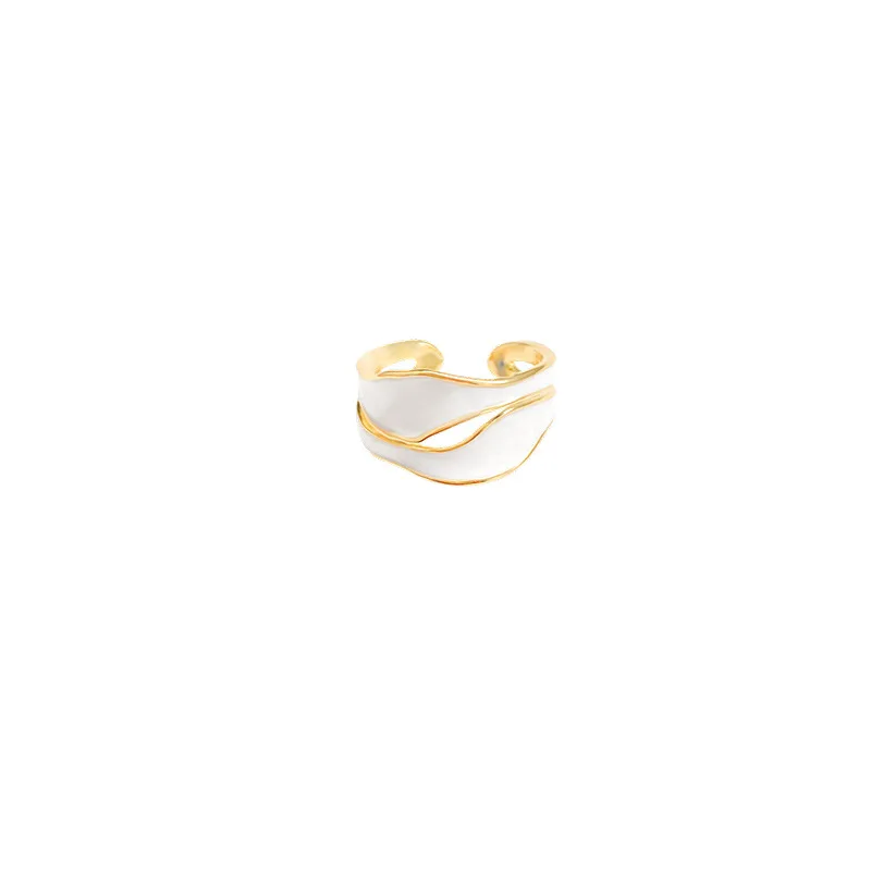 Elegant Double Layer Enamel Ring For Women Adjustable White Ring_voghion.com
