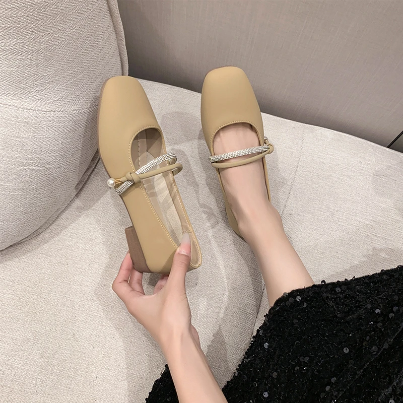 Aphixta Crystal New Spring Autumn Shoes Elegant Shoes Woman Heel Patent Leather Slip On Fashion Loafers shoes Woman 2024 Trend