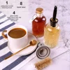 Coffee Syrup Dispenser, Glass Syrup Dispenser Simple Syrup Bottles 4 Pack 7oz with Metal Pour Spouts, Stopper Corks, Tea Spoons 5
