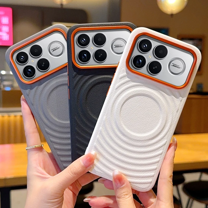 Wave Magnetic Wireless Charging Hard PU Protective Back Cover Case