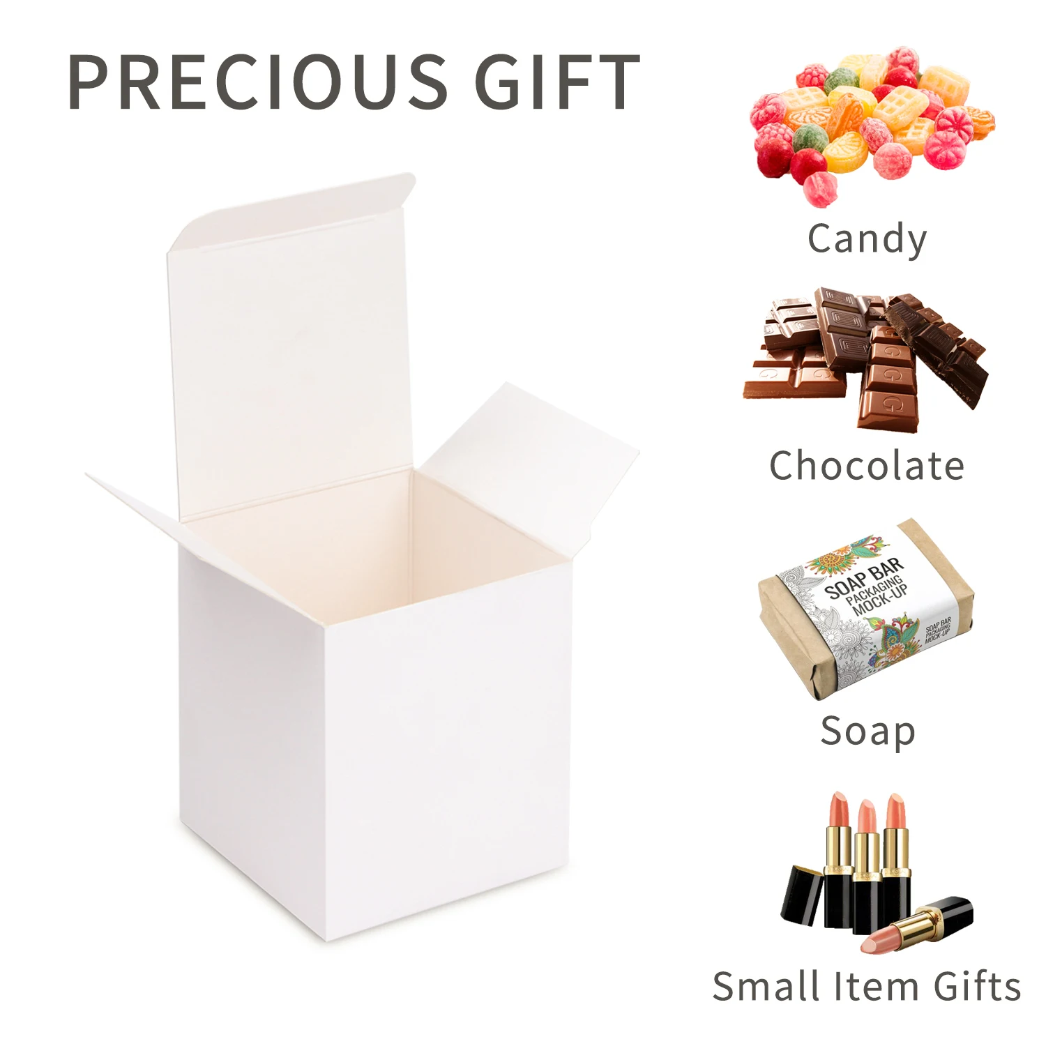 100pcs/흰색 크래프트 종이 상자 DIY 수공예품 포장 상자 카톤 웨딩 파티 상자 멀티 크기