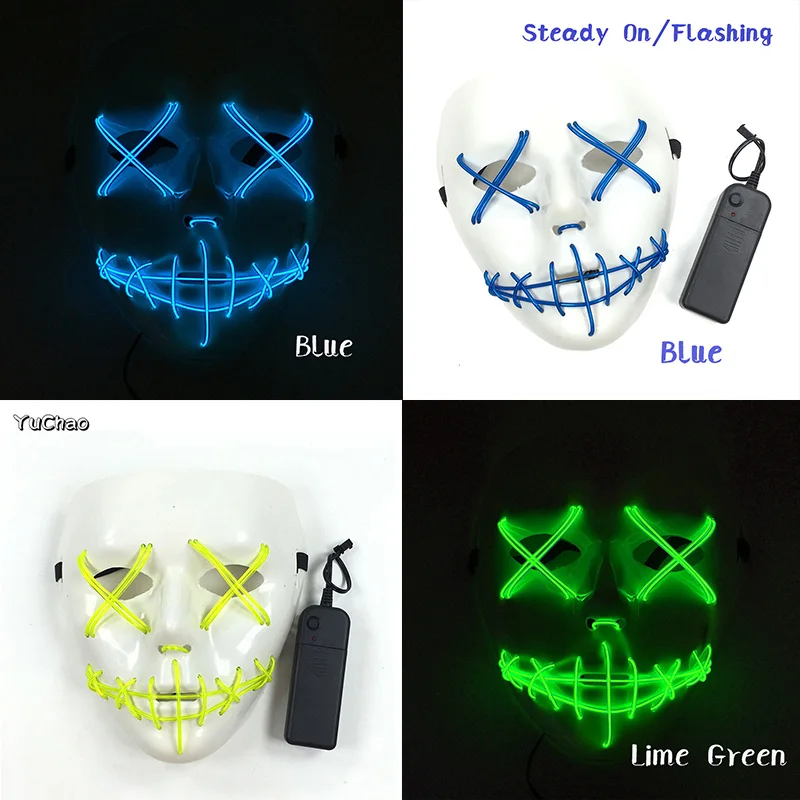

LED Light Up Devil Face Mask Scary Theme Party Masquerade Cosplay Night Flashing Mask Halloween Festival Cosplay Prop