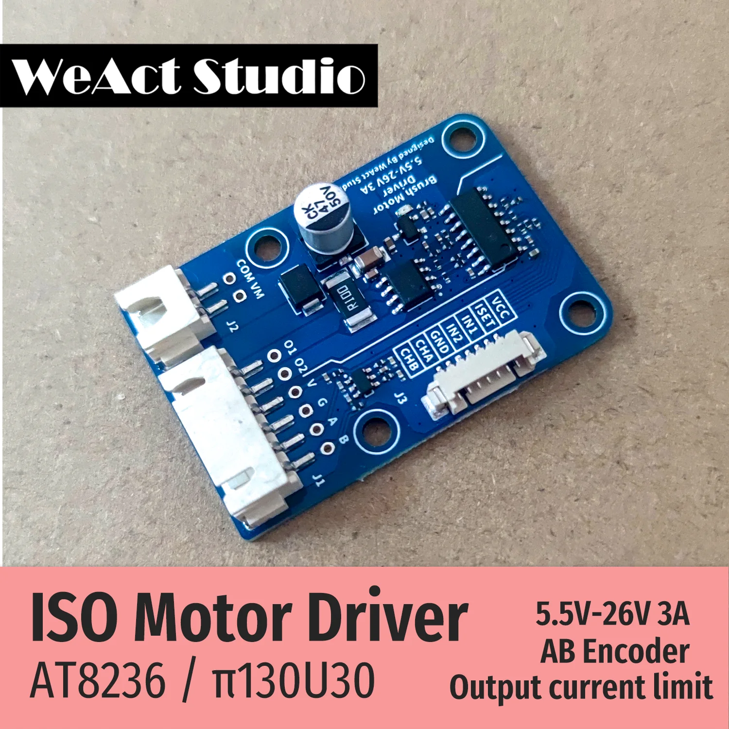 WeAct 모터 드라이버 컨트롤러 보드, L298N 대신 인코더 단일 채널 DC5.5V-26V 3A 모듈 지원, AT8236 절연 브러시