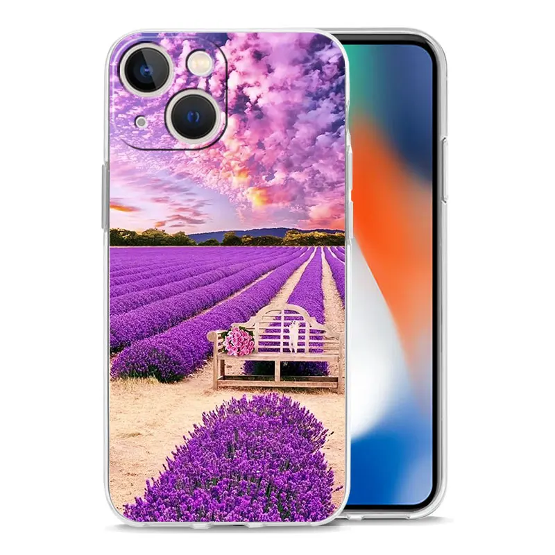 Lavender Purple Flower Clear Phone Case