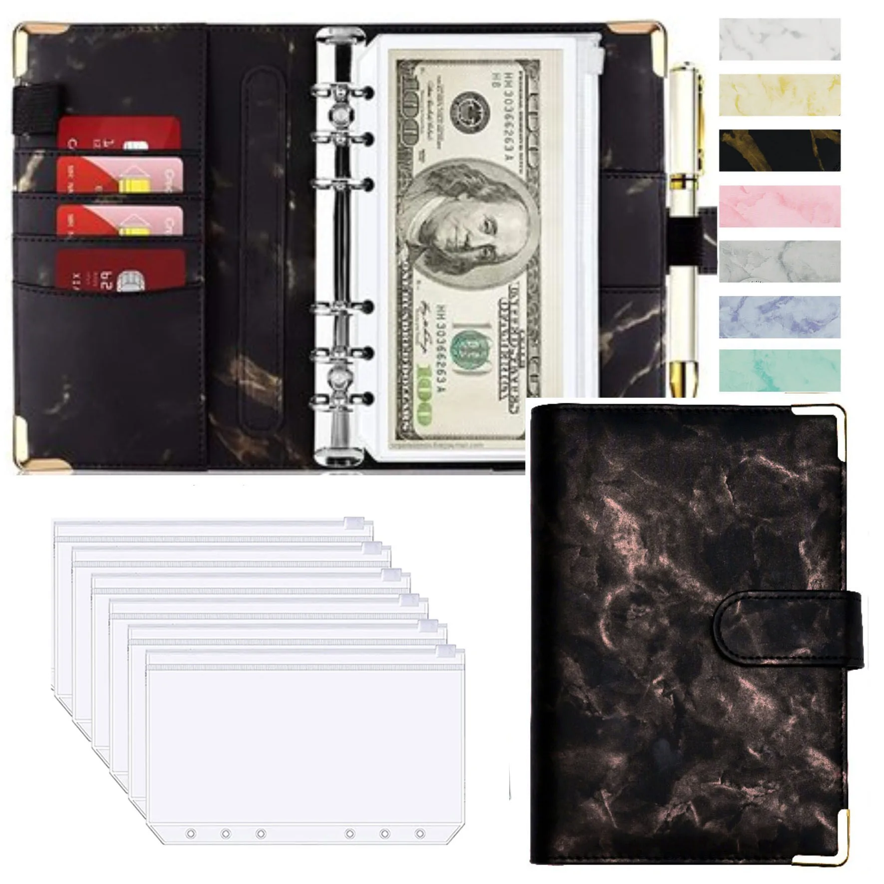 Luxury PU Leather Budget Organizer and Planner - Marble Design