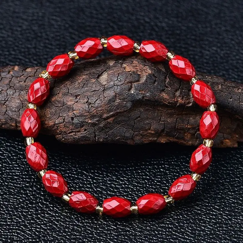 

Natural Raw Mineral Cinnabar Bracelet Stylish Simple and Versatile Bracelet