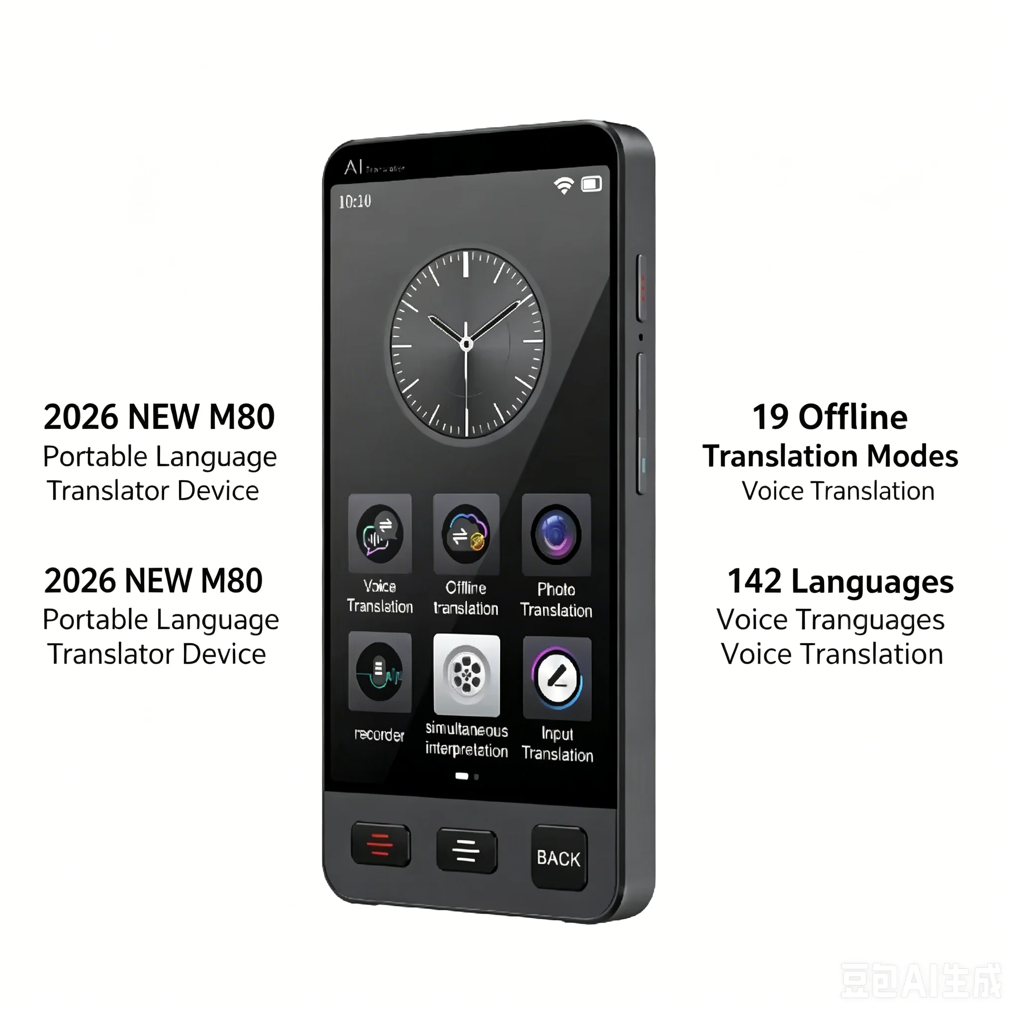 2026 신형 M80 휴대용 언어 번역기 19가지 오프라인 번역 모드 142개 언어 음성 번역