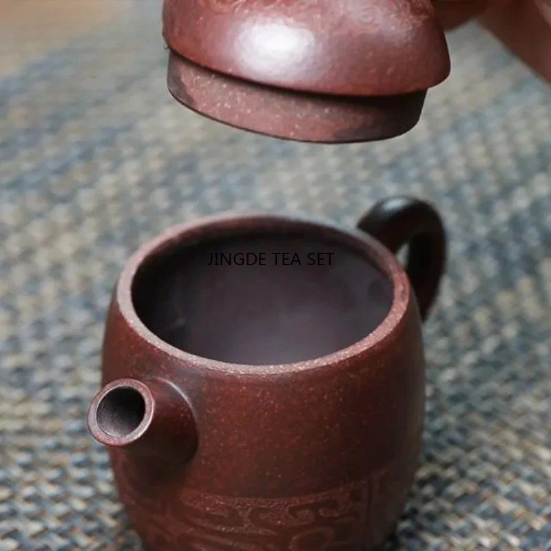 190ml Yixing purple clay teapot handmade gun mouth raw ore bronze mud Qin Quan teapot chinese tea accessories