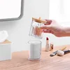 Cotton Swab Organizer Storage Bamboo Cover Acrylic Round Organizer Makeup Storage Box Container Organizadores 3