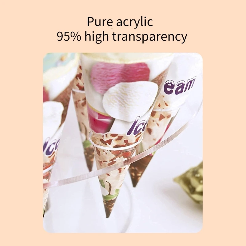 

N0HB Convenient Ice Cream Display Stand Acrylic Sushi Shelf with Holes Hand Rolled Snacks Holder for Parties and Gatherings