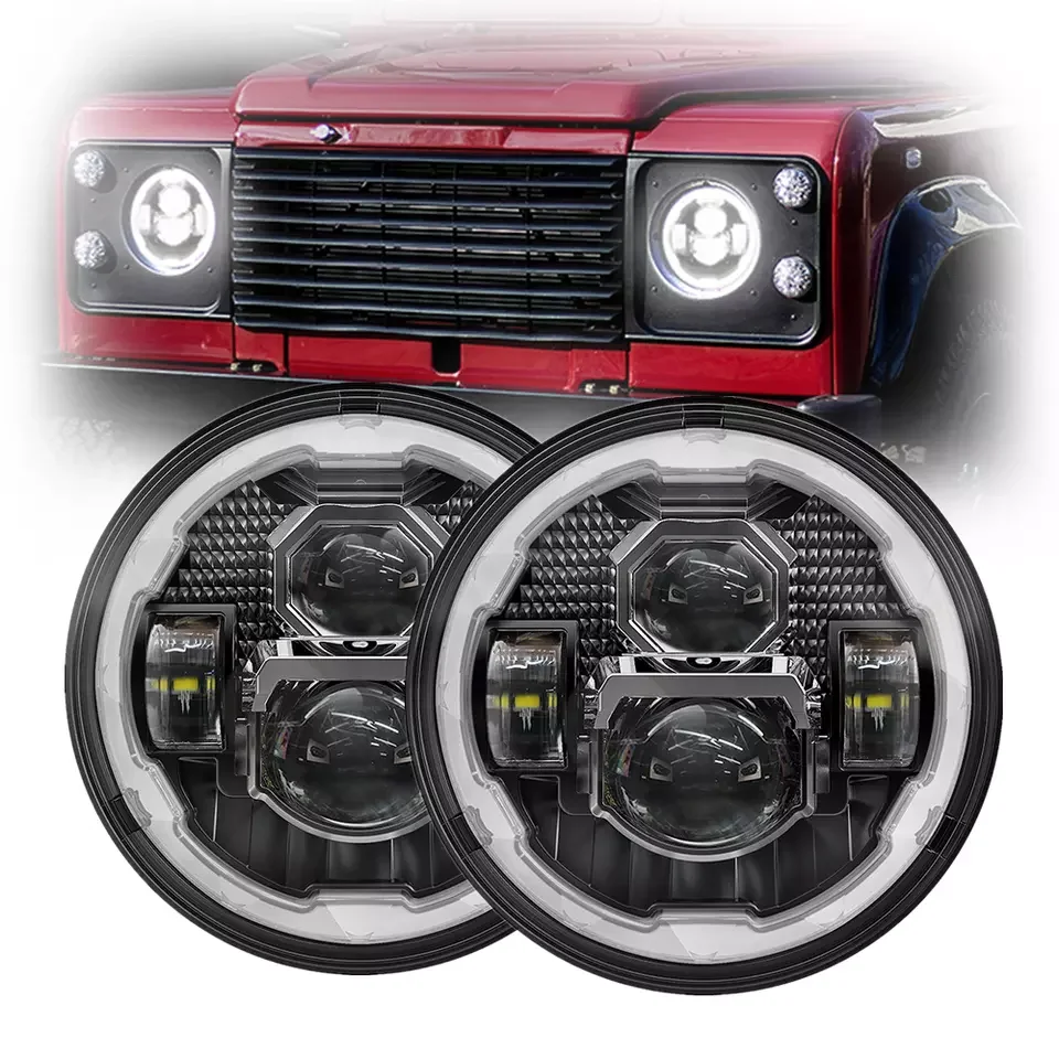 

DOT 7 Inch led Headlights Car accessories E-mark 7'' led round headlight with halo for Jeep Wrangler JK