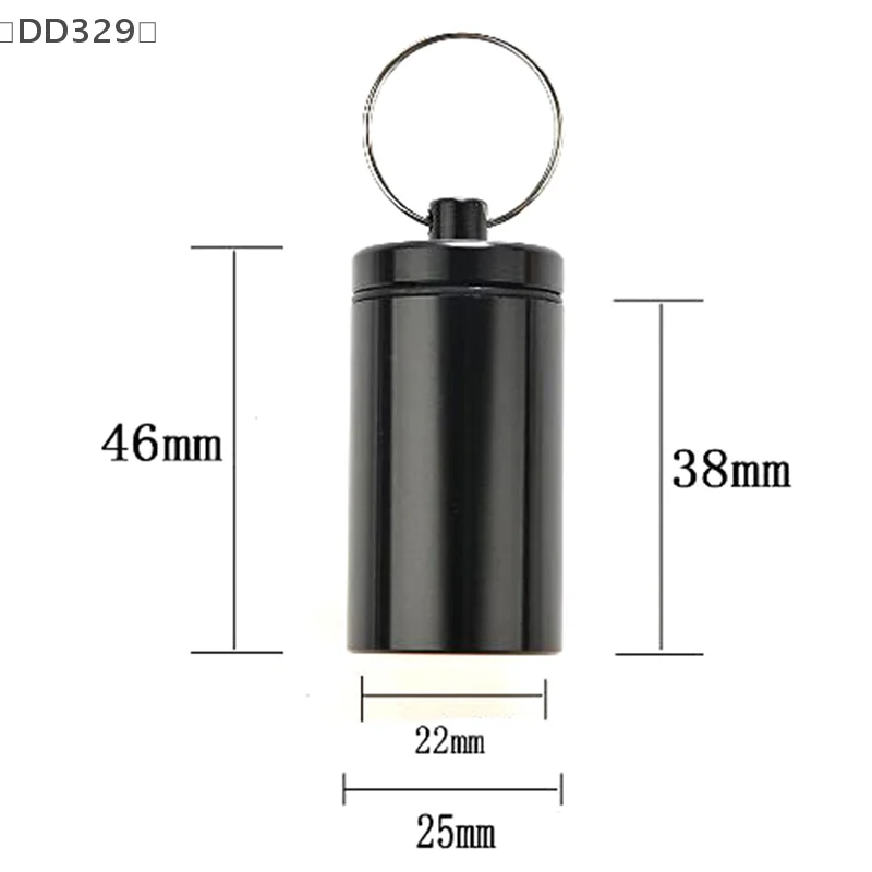 〔DD329〕Mini Drug Bottle Holder Aluminum Alloy Medicine Container Small Portable Pill Box Case Waterproof Keychain Keep Tool