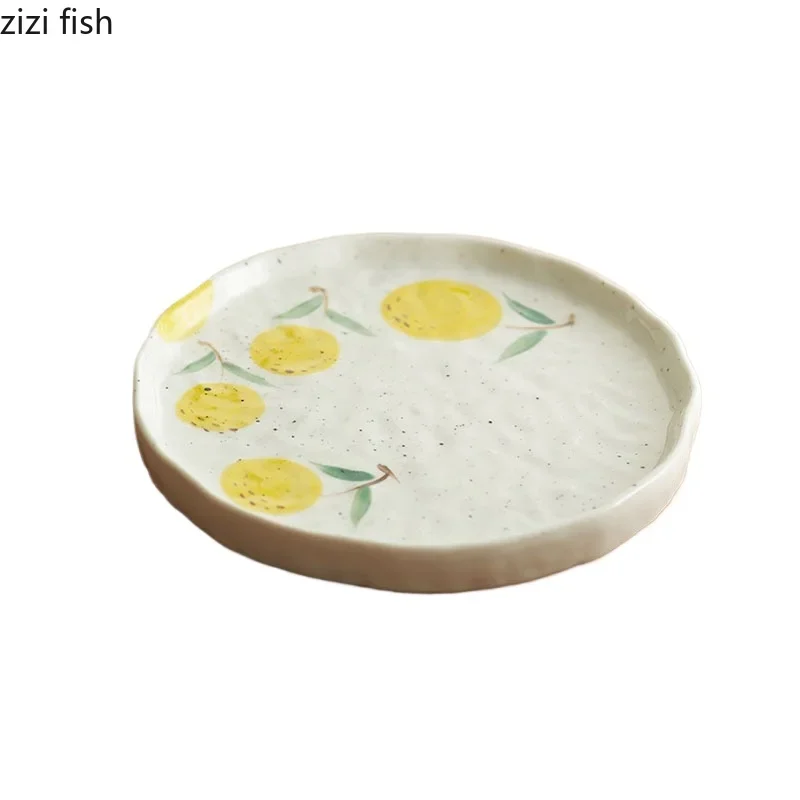 Hand-painted Fruit Pattern Ceramic Plate Creative Dessert Plate Steak Pasta Bowl Snack Bowl Home Specialty Tableware