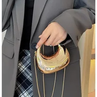 Mini sac de soirée doré, sacs à main et sacs à main de luxe de styliste, sacs à bandoulière forme drôle, pochette en acrylique brillant pour fête de mariage 2