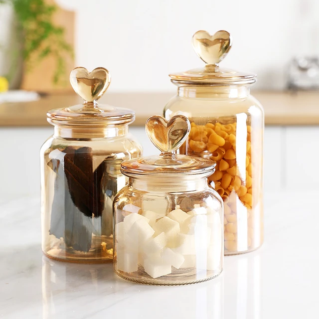 European transparent glass candy jar Food storage tank bottles jar