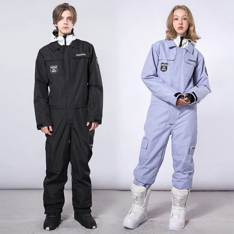 2023 Winter New One-Piece Jumpsuits Ski Suit Women Men Overalls Outdoor Sport Snowboard Jacket Ski Set Warm Windproof Waterproof